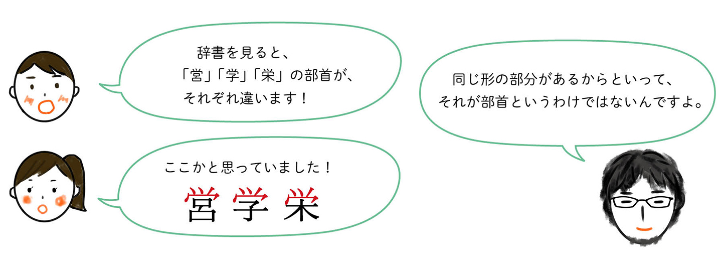 「営」「学」「栄」部首の違い