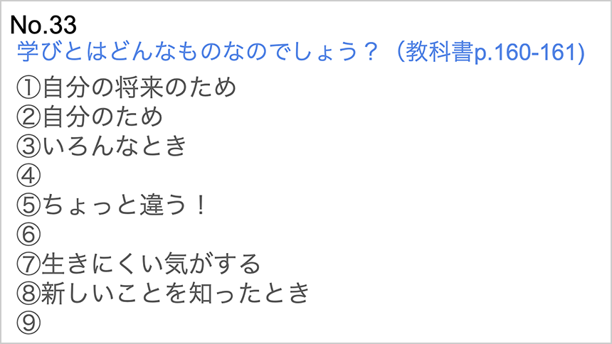 「学び」とは、どういうものか、教科書P.160・161のヒントを基に考える 画像